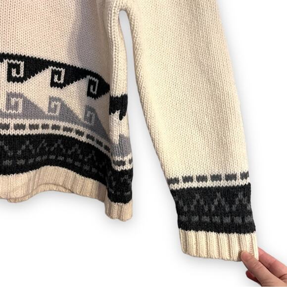 Vintage 111 State Oversized Aztec Print Wool Blend Cream Sweater Women's Size L - Picture 4 of 7
